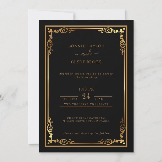 Invitation de mariage élégante et chic avec une to (Devant)