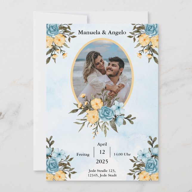 Invitation de mariage élégante et personnalisable  (Devant)