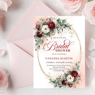Invitation de mariage élégante eucalyptus rouge pr