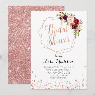 Invitation de mariage élégante florale géométrique