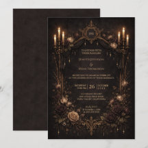 Invitation de mariage élégante florale gothique Ha