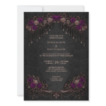Invitation de mariage élégante florale gothique Ha