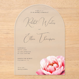 Invitation de mariage élégante grise à motif flora