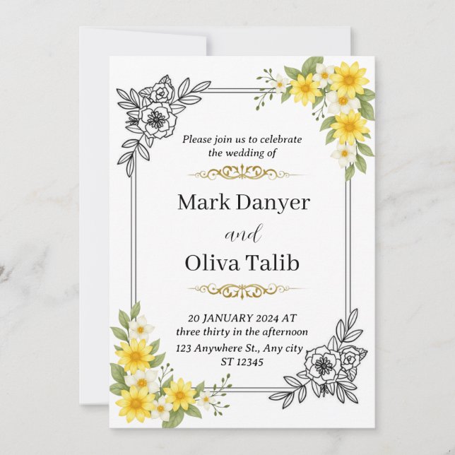 Invitation de mariage élégante - Moderne & Romanti (Devant)