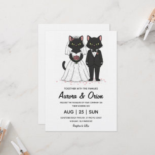 Invitation de mariage élégante pour chat noir