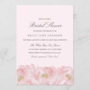 Invitation de mariage élégante rose pivoine