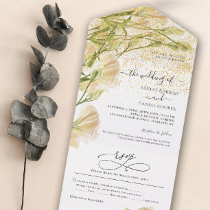 Invitation de mariage élégante tout en un Fleurs b