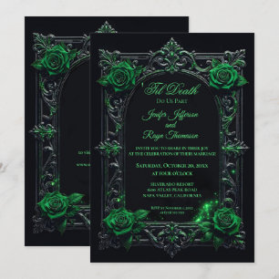 Invitation de mariage élégante verte gothique