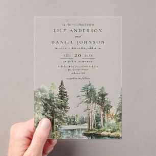 Invitation de mariage en acrylique au lac de la fo