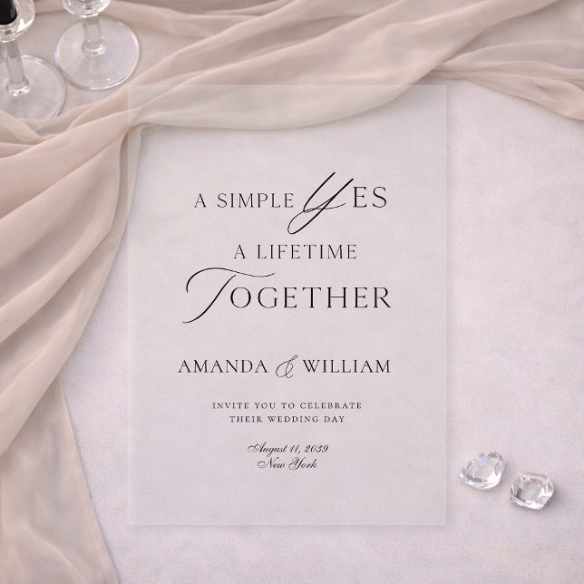 Invitation de mariage en acrylique clair | Moderne (Créateur téléchargé)