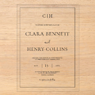 Invitation de mariage en acrylique noir et blanc m