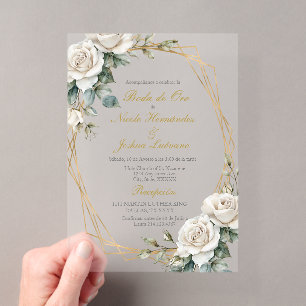 Invitation de mariage en acrylique pour noces d'or