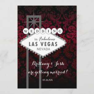 Invitation de mariage en damas rouge et noir de La