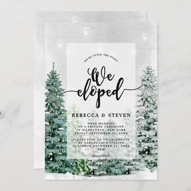 invitation de mariage en hiver pour mariage en fui (Devant / Derrière)