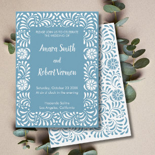 Invitation de mariage en Talavera Mexicaine Bleue