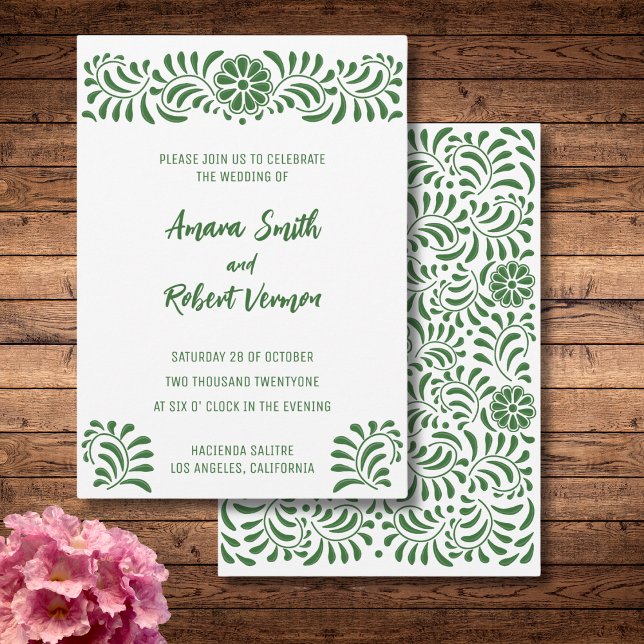 Invitation de mariage en Talavera mexicaine verte (Créateur téléchargé)