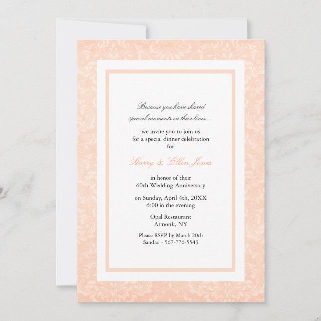 Invitation de mariage et d'anniversaire de mariage (Devant)