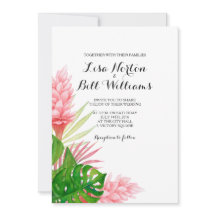 Invitation de mariage feuille d'aquarelle tropical