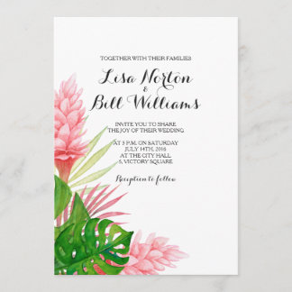 Invitation de mariage feuille d'aquarelle tropical