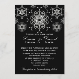 Invitation de mariage Flocons de neige à paillette