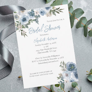 Invitation de mariage Floral Bleu Aquarelle