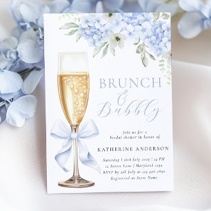 Invitation de mariage floral bleu pour un brunch