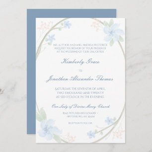 Invitation de Mariage Floral Blue