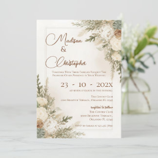 Invitation de mariage floral bohème