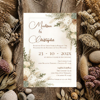 Invitation de mariage floral bohème