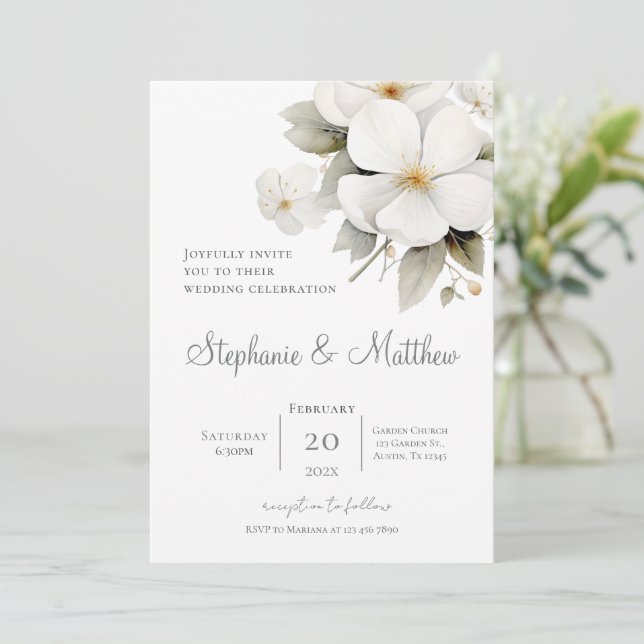 Invitation de mariage floral Boho (Debout devant)