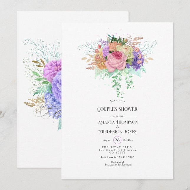Invitation de mariage floral de printemps pour cou (Devant / Derrière)