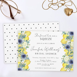 Invitation de mariage floral jaune bleu citron