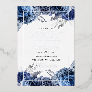 Invitation de Mariage floral marine et argenté