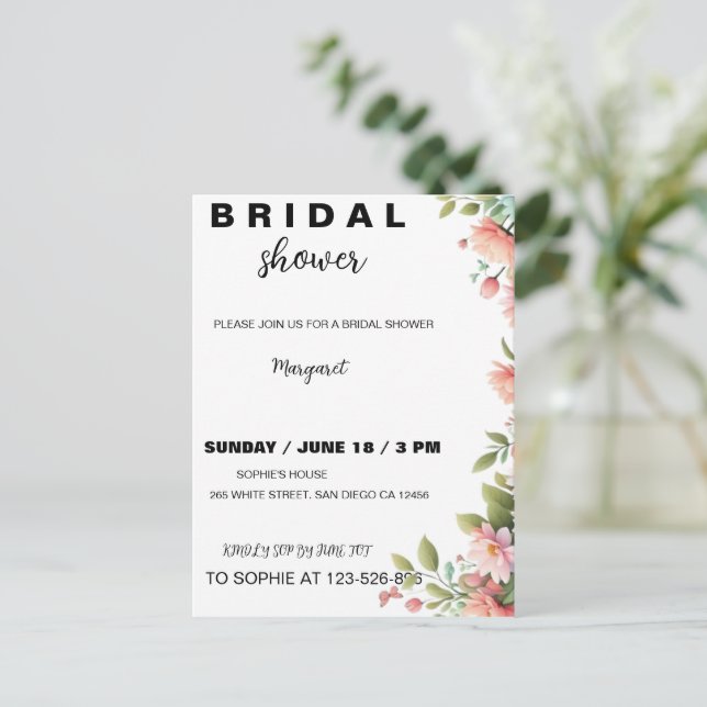 Invitation de mariage floral moderne (Debout devant)