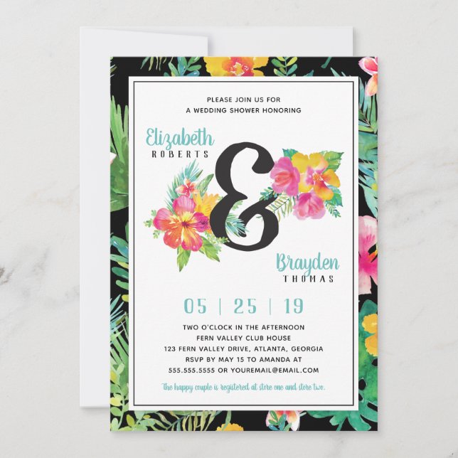 Invitation de mariage floral pour une douche de ma (Devant)