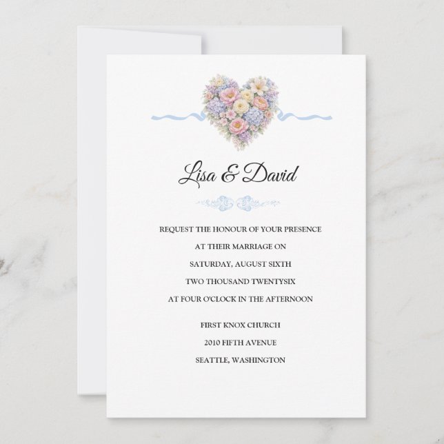 Invitation de mariage florale (Devant)
