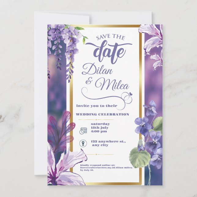Invitation de mariage florale (Devant)