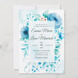 Invitation de mariage florale à l'aquarelle élégan