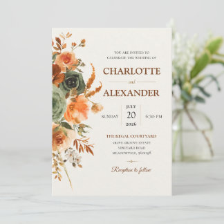 Invitation de mariage florale à l'aquarelle élégan