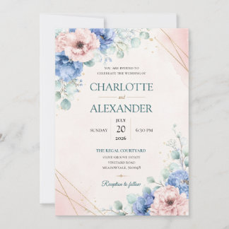Invitation de mariage florale à l'aquarelle élégan