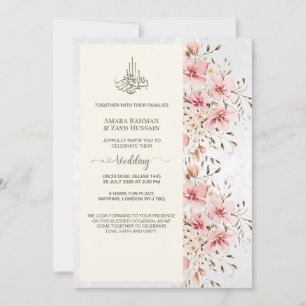 Invitation de mariage florale à l'aquarelle élégan