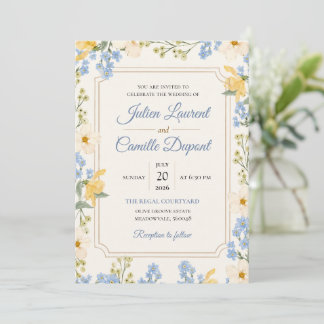 Invitation de mariage florale à l'aquarelle élégan