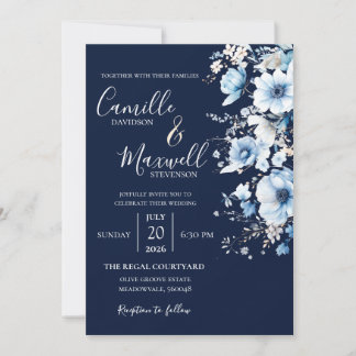 Invitation de mariage florale à l'aquarelle élégan