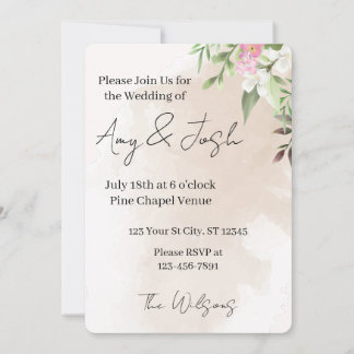 Invitation de mariage florale aquarelle