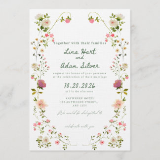 Invitation de mariage florale aquarelle modèle