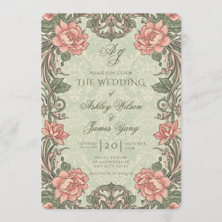 Invitation de mariage florale botanique élégante v