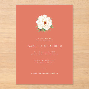 Invitation de mariage florale corail élégante