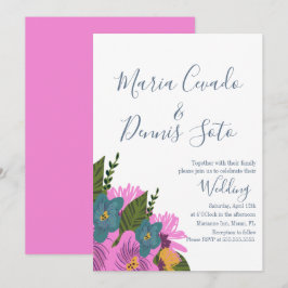 Invitation de mariage florale dessinée à la main e