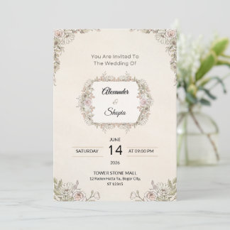 Invitation de mariage florale élégante