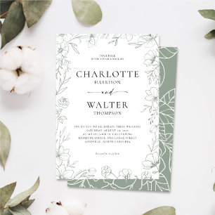 Invitation de mariage florale élégante minimaliste